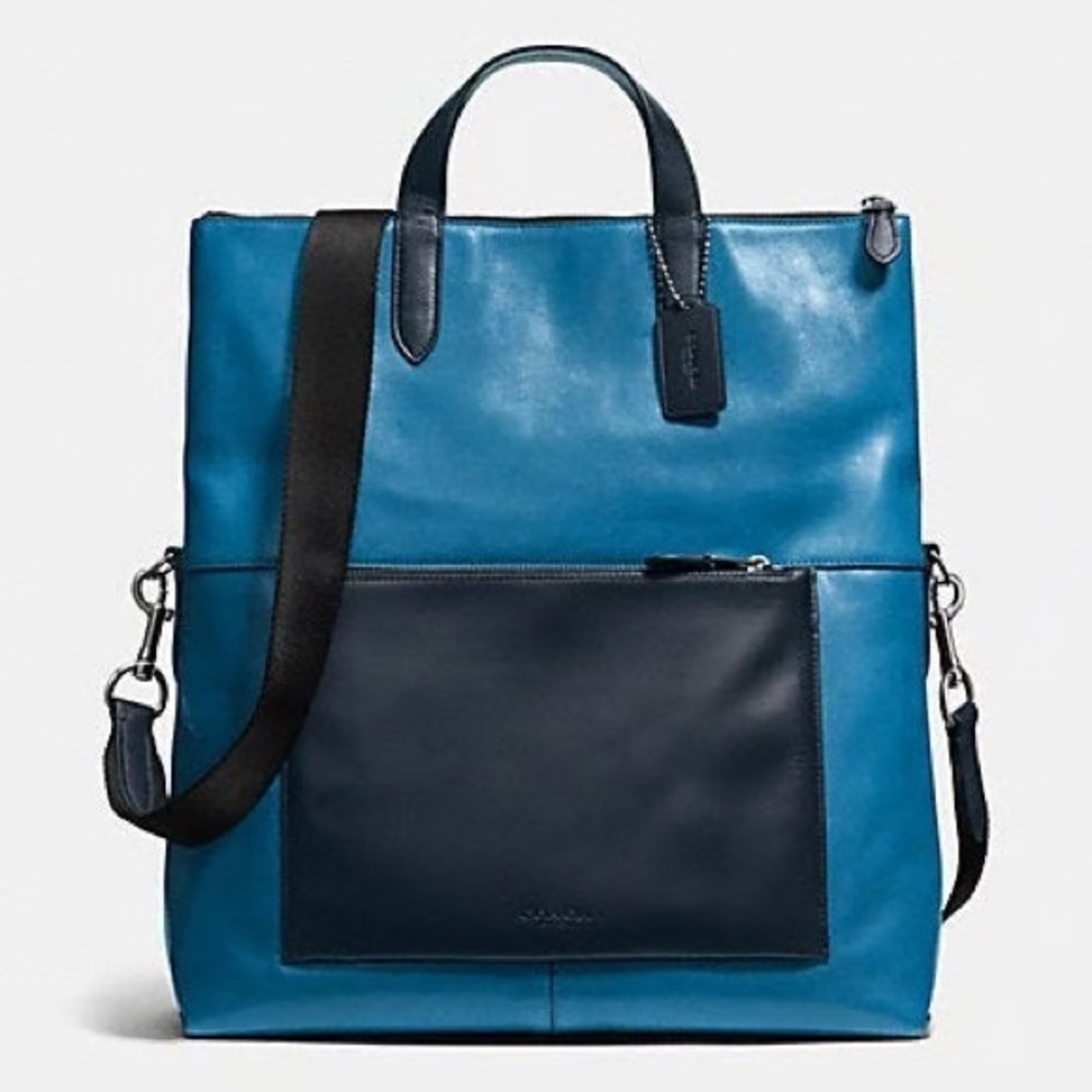 Coach Blue and Black Leather Backpack
